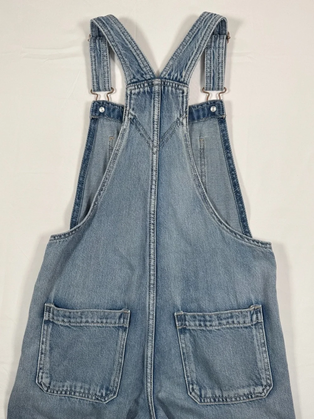 GAP Girls Light Wash Denim Overalls Size L (10) Classic Wide Leg Bib Utility